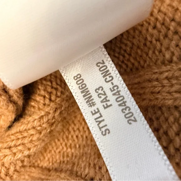 Madewell Camel Tan Ribbed V Neck Sweater Blue Stripe Trim Varsity Size S - Picture 11 of 12